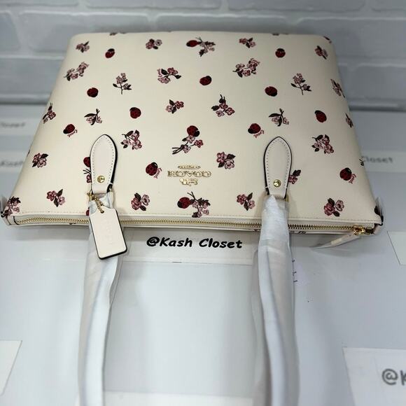 Coach Gallery Tote With Ladybug Floral Print Chalk Multi - Picture 5 of 12